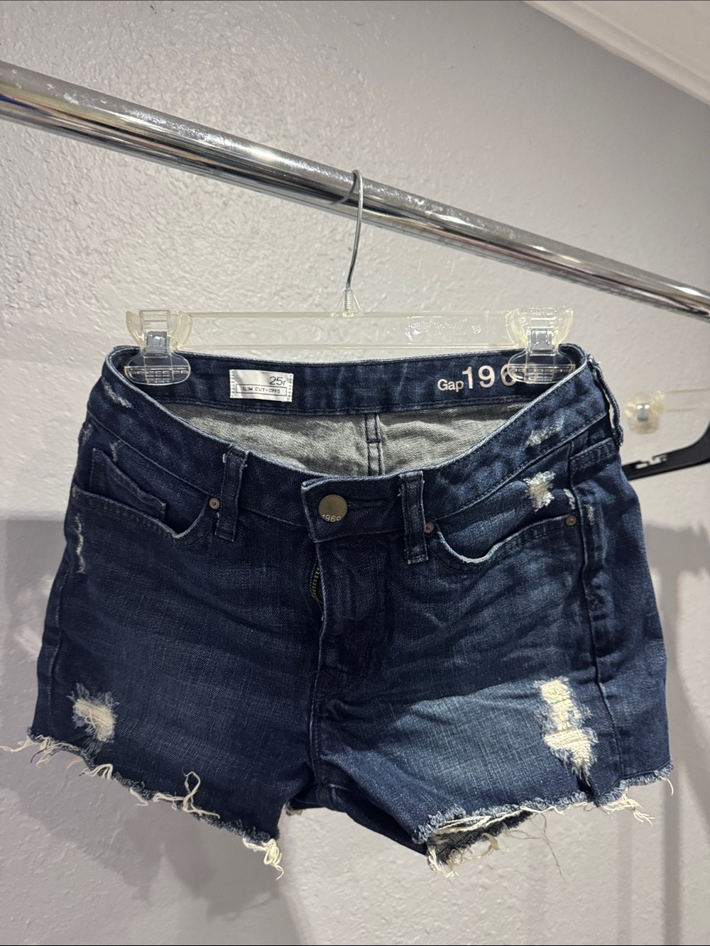 GAP Dark Indigo Distressed Denim Shorts